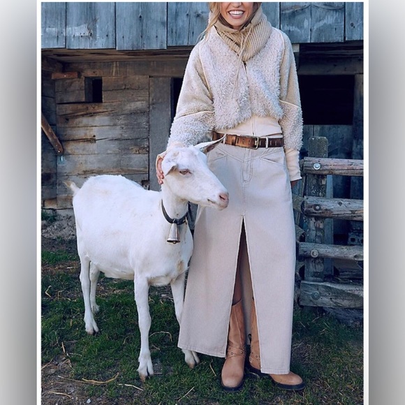 NWT Free People We The Free Come As You Are Corduroy Maxi Skirt in Beechwood - Picture 14 of 15